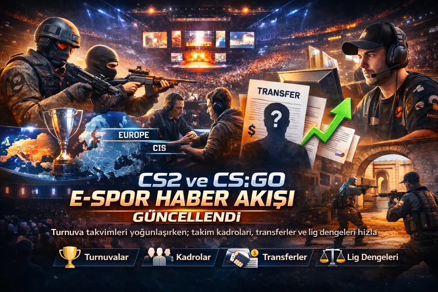 CS2 ve CS:GO Genel E-Spor Haber Akışı Güncellendi: Turnuvalar, Takımlar, Transferler ve Rekabet Dengeleri
