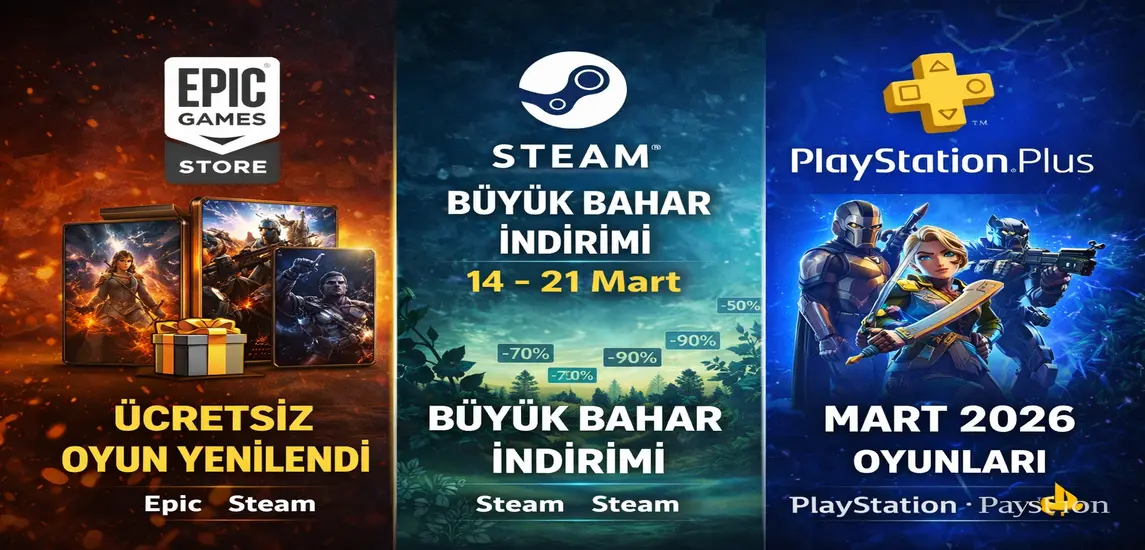 Epic Ücretsiz Oyun Yenilendi, Steam Bahar İndirimi Başlıyor, PlayStation Plus Mart Oyunları Açıklandı