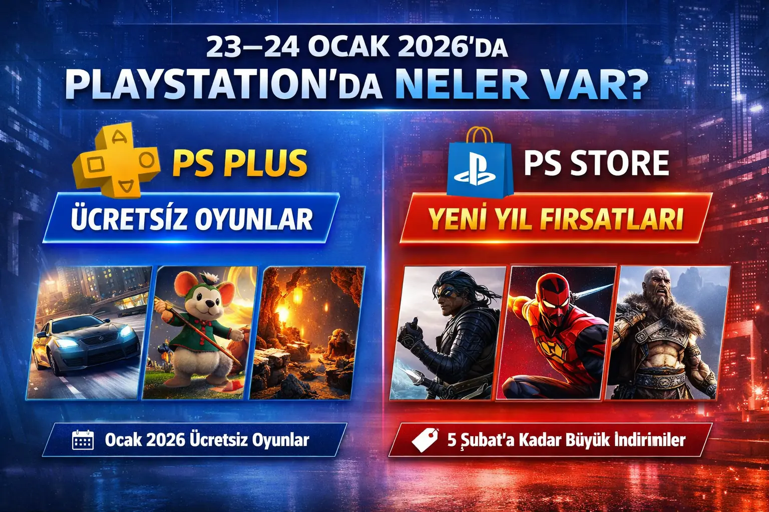 PlayStation’ta 23–24 Ocak 2026’da Neler Ücretsiz, Neler İndirimde? (PS Plus + PS Store “Yeni Yıl Fırsatları” Tam Rehber)