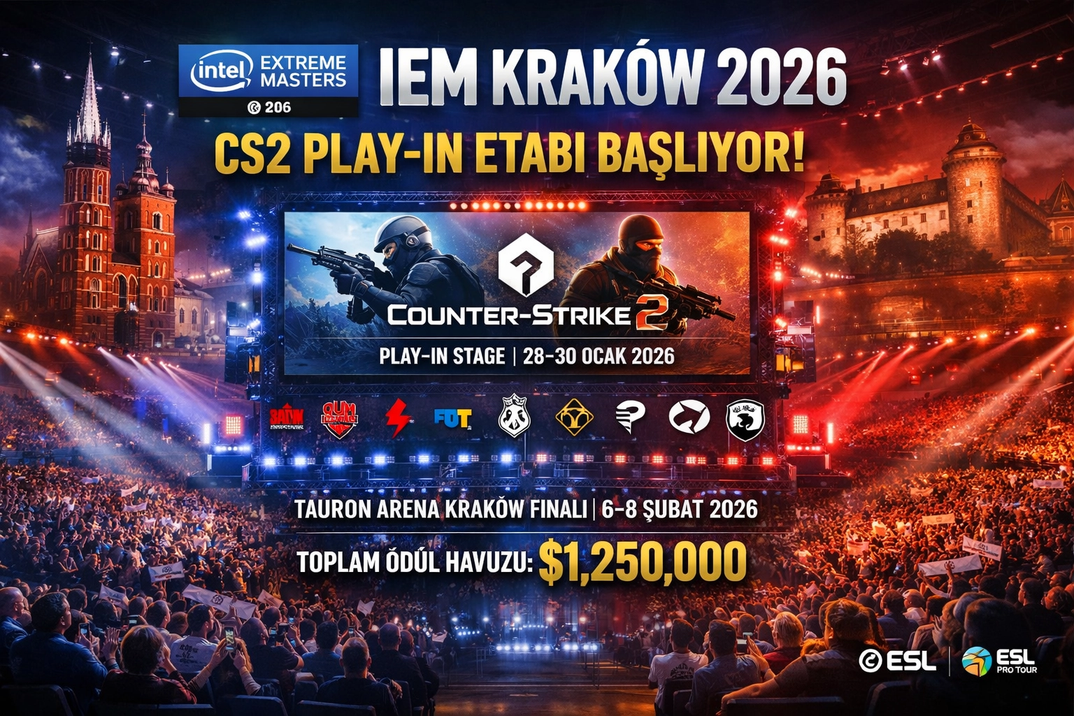 IEM Kraków 2026 Başlıyor: CS2 Play-In Etabı 28 Ocak’ta Start Alıyor, Büyük Final TAURON Arena’da