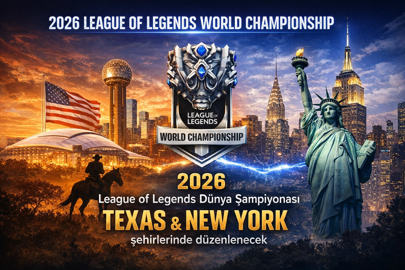 2026 League of Legends World Championship ABD’de Yapılacak: Texas ve New York Ev Sahibi Olacak